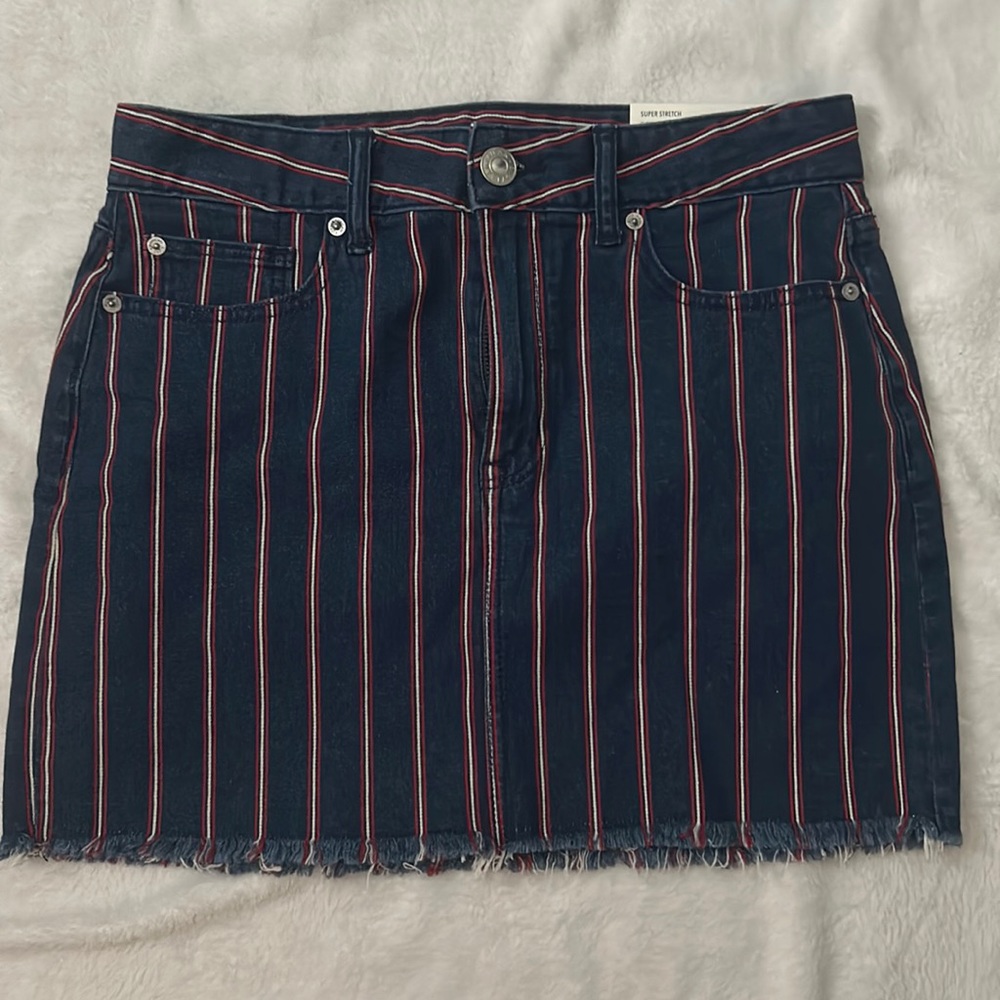 American eagle denim skirt, red+white+blue, 8